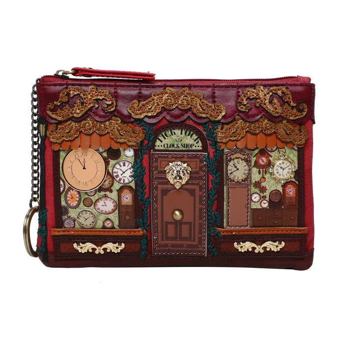Vendula Tick Tock Clock Shop Zipper Key Coin Purse