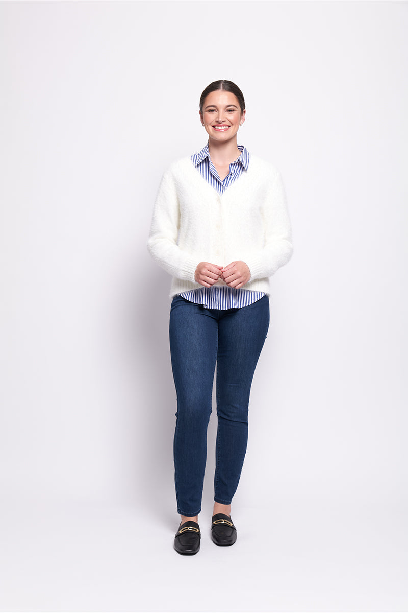 Foil Top Bird Cardigan (Pearl or Saphire)