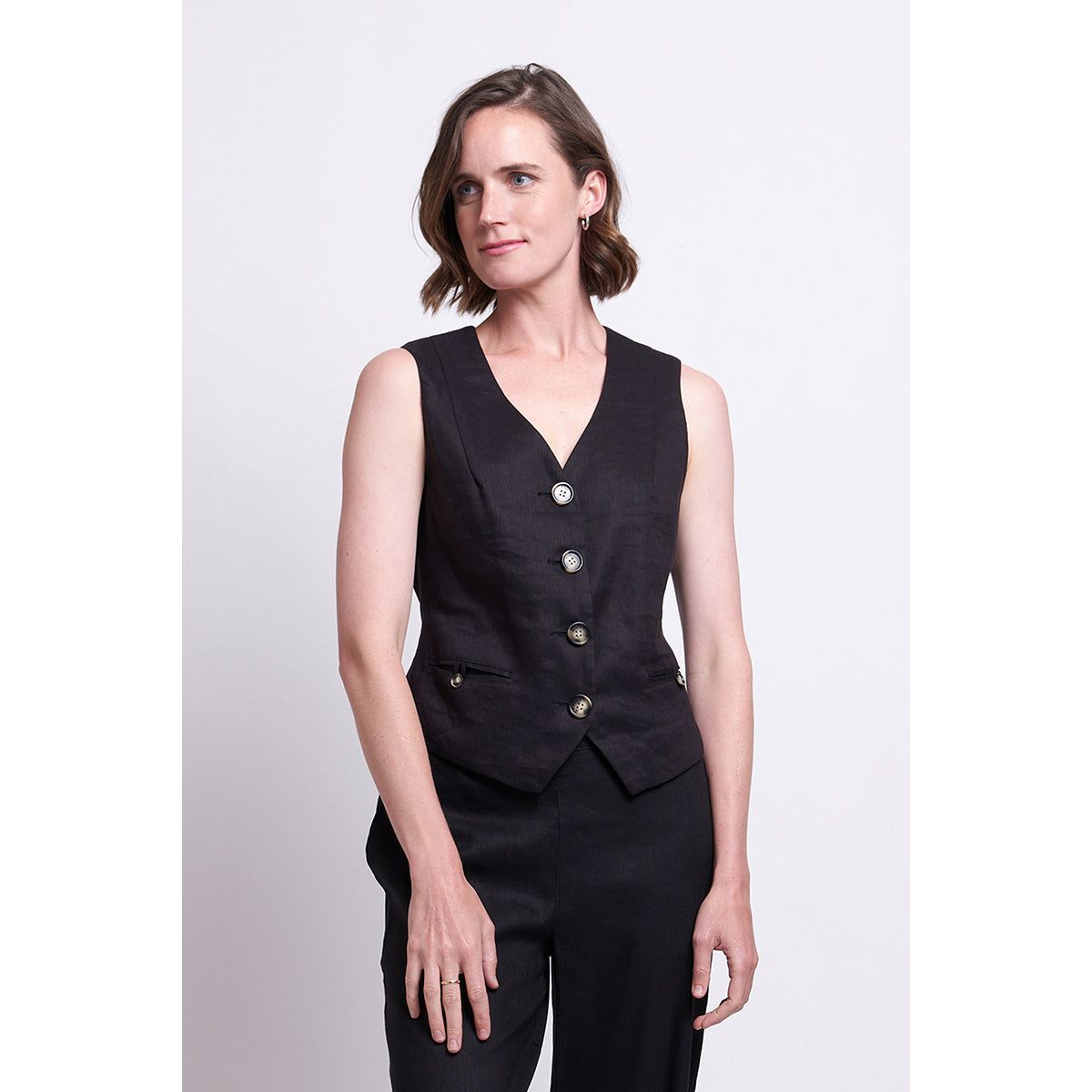 Foil Waisted Vest Mocha