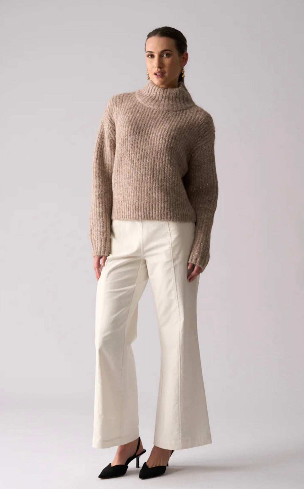 Foil Glow Getter Sweater Coffee/Oat