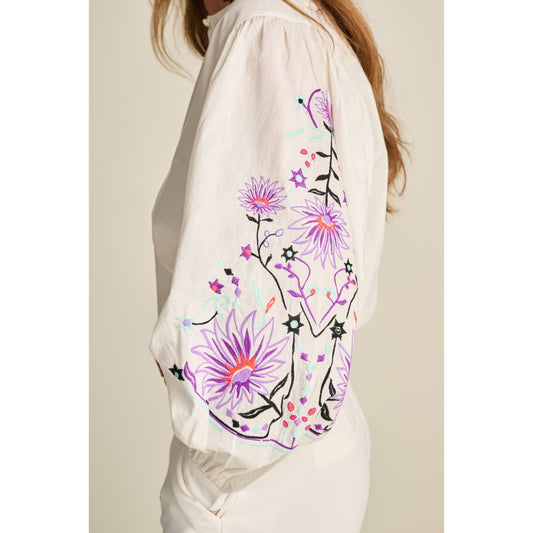 POM Embroidery Ecru Blooming blouse SP7745