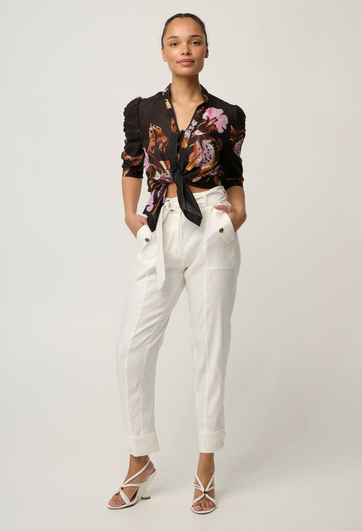 Once Was - Trinidad Stretch Linen Button Cuff Pant / Ivory