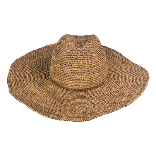 Aziz Hat Light Brown Tan Leather + Braided