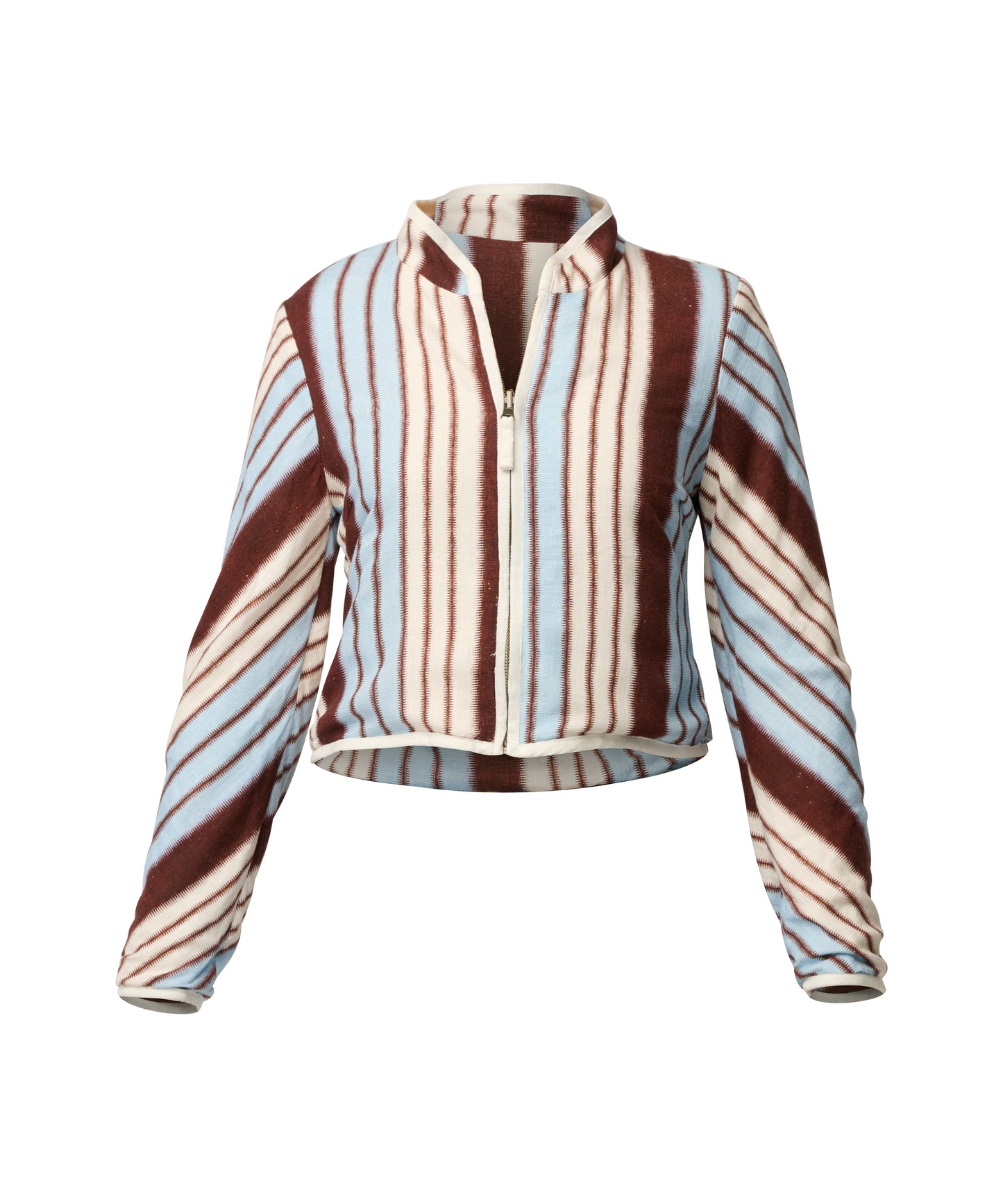Once Was Delray Reversible Printed Linen Viscose Jacket - Nautilus Bloom/ Iridescent Stripe