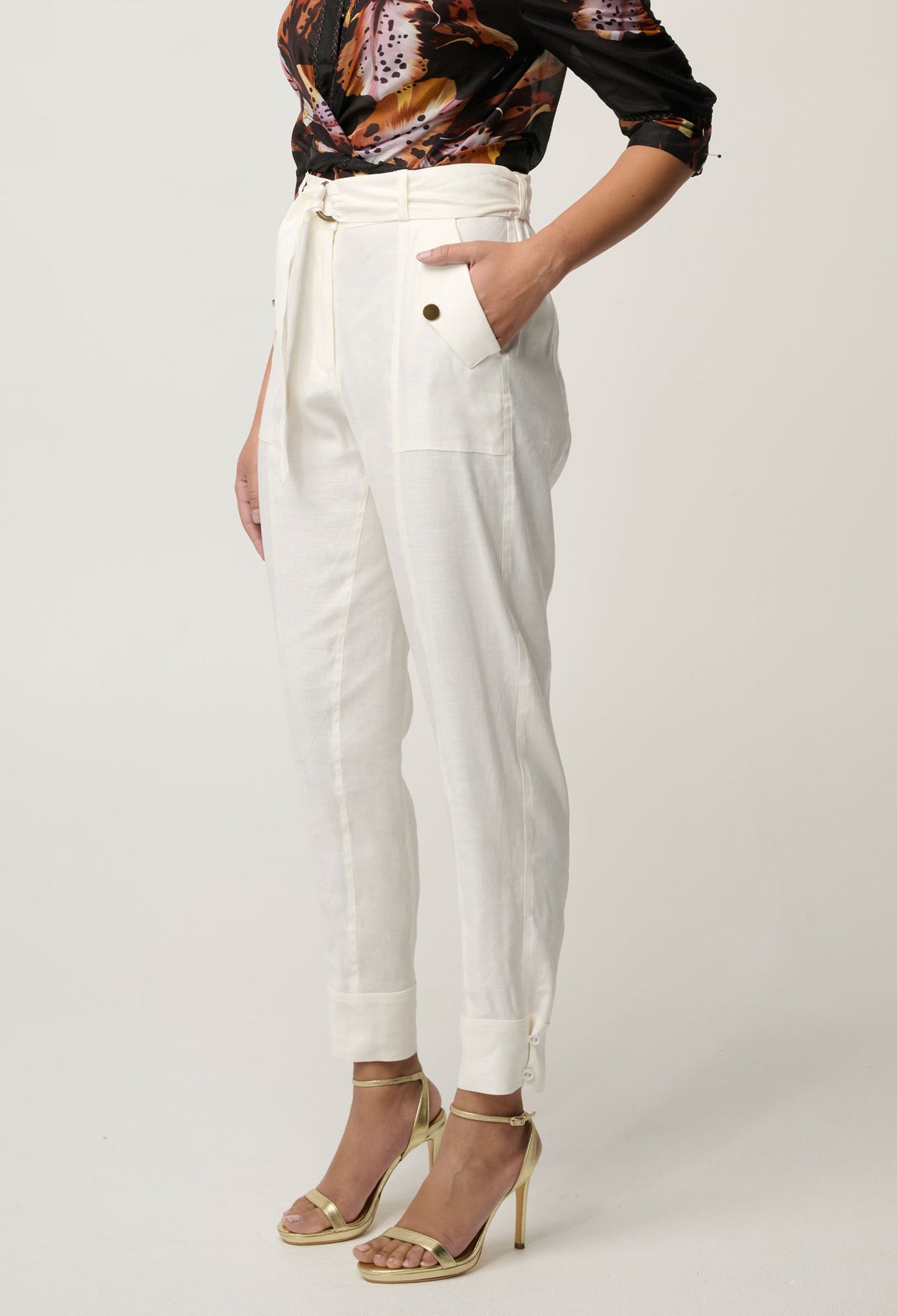 Once Was - Trinidad Stretch Linen Button Cuff Pant / Ivory