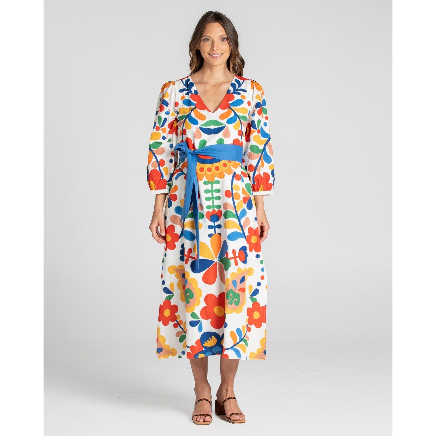 Boom Shankar Quinn Linen Dress Tuscan Garden