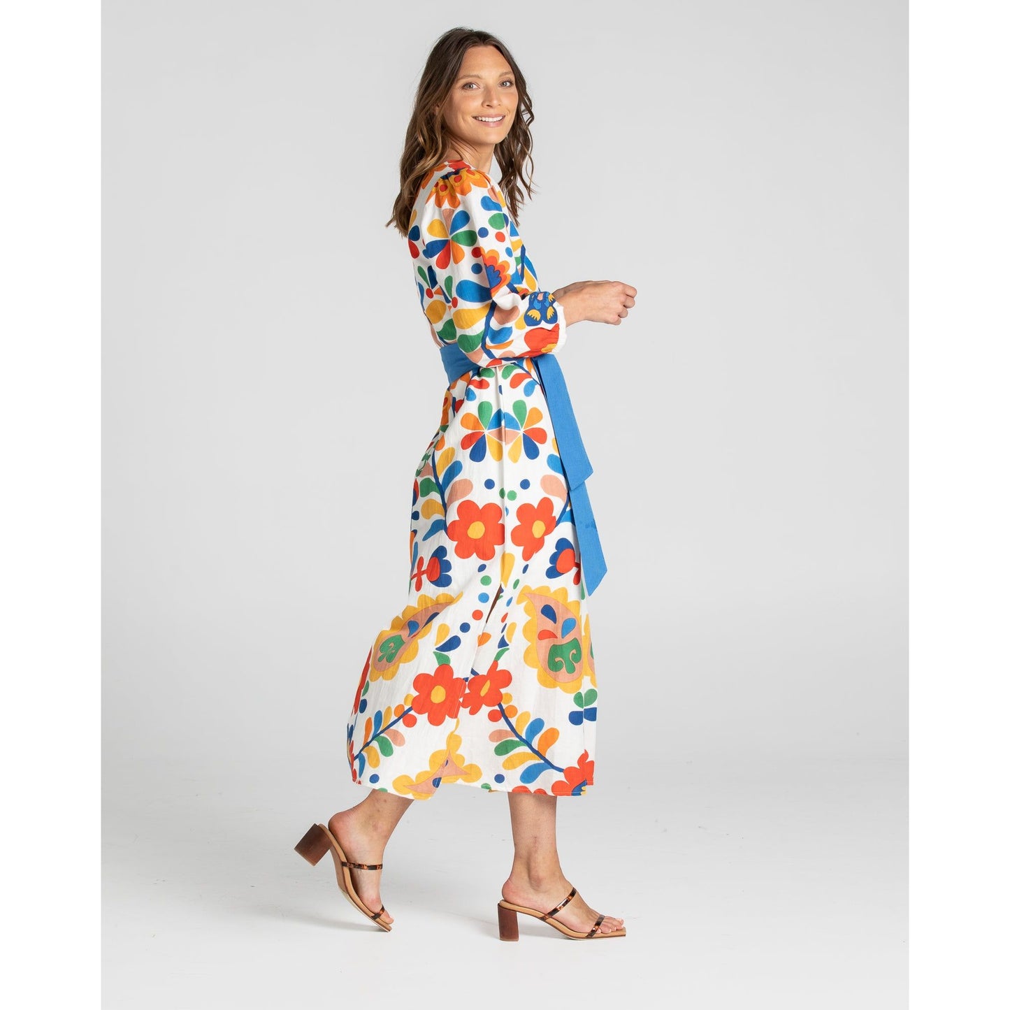 Boom Shankar Quinn Linen Dress Tuscan Garden