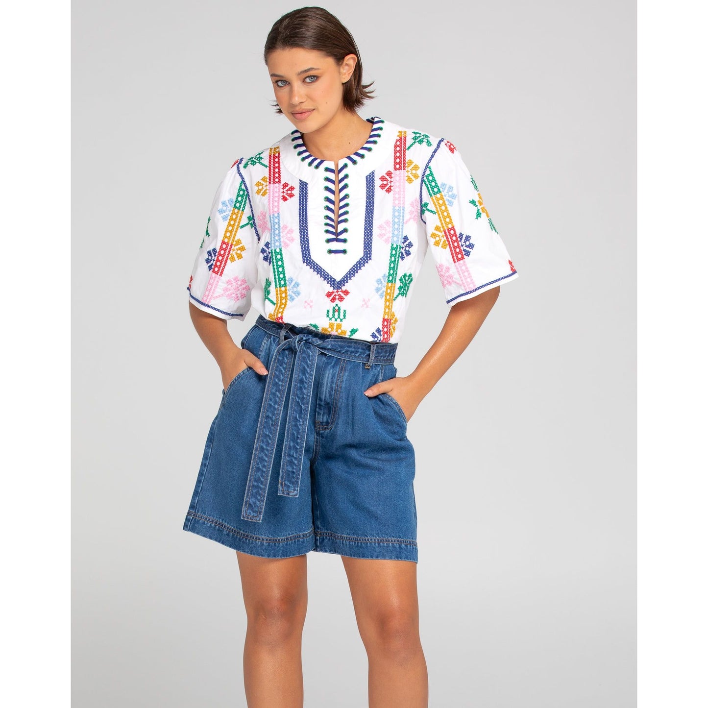 Boom Shankar  Luna Top - White/Multi