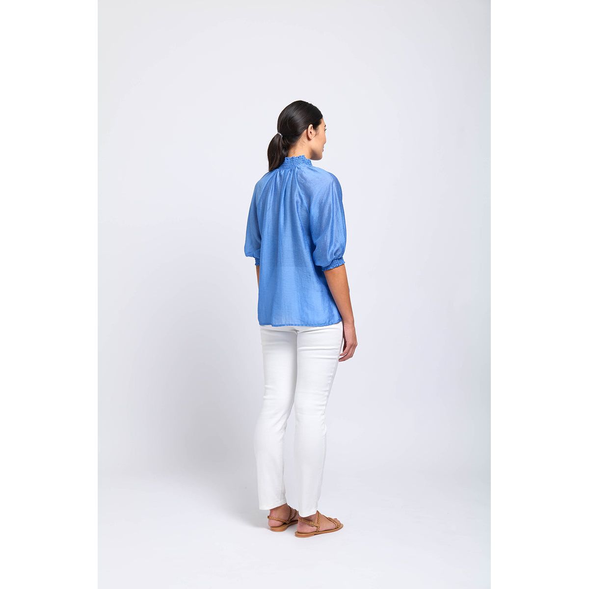 Foil Shirr Bliss Top Peri