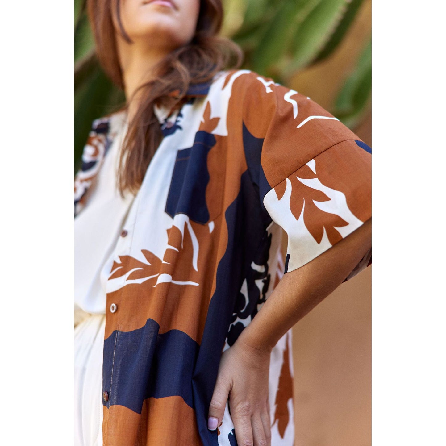 Lauren Vidal Romy Printed  Dress Cigar