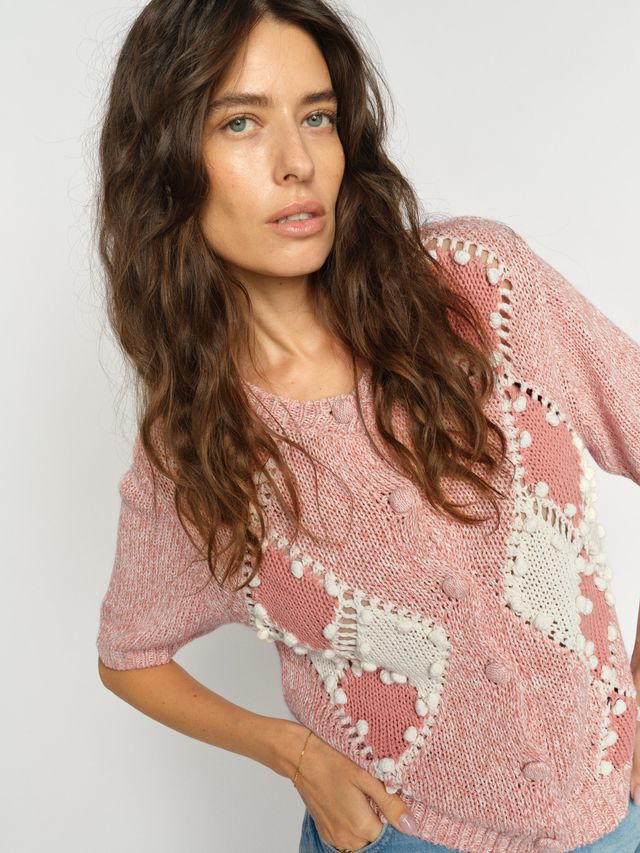 Mos Mosh Elio Knit Cardigan in Peachy