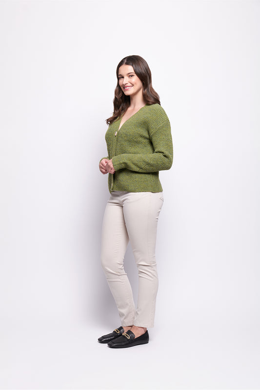 Foil Good Reception Cardigan (Matcha & Natural)