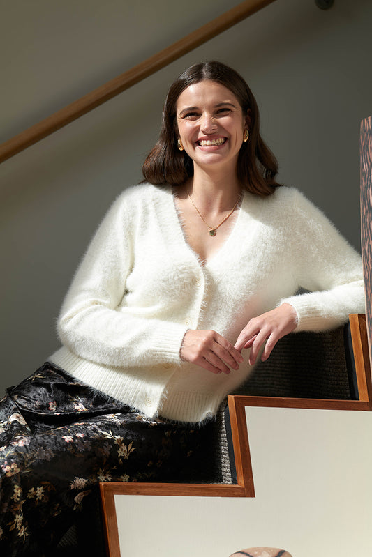 Foil Top Bird Cardigan (Pearl or Saphire)