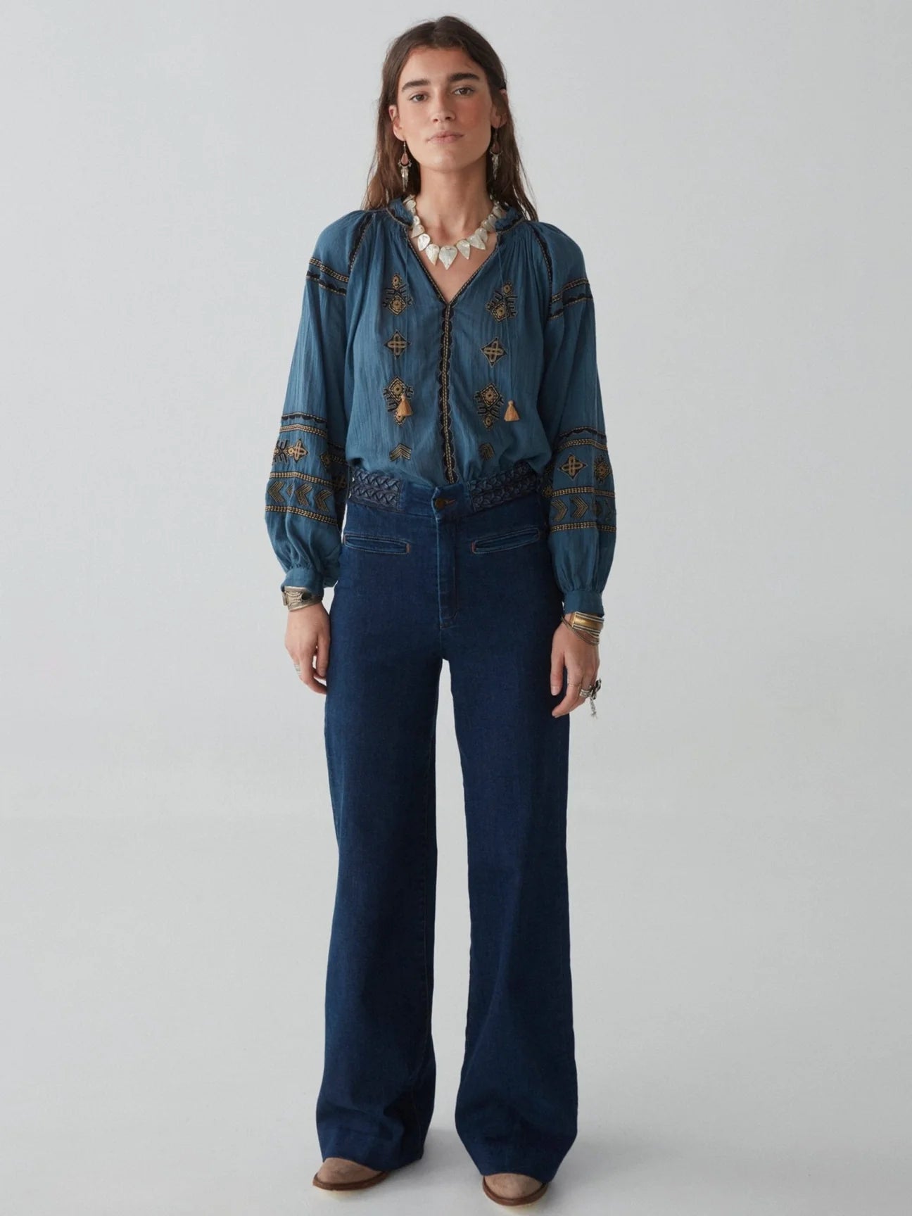 Maison Hotel Audrey Blouse (dipinto blu or Nuvola)