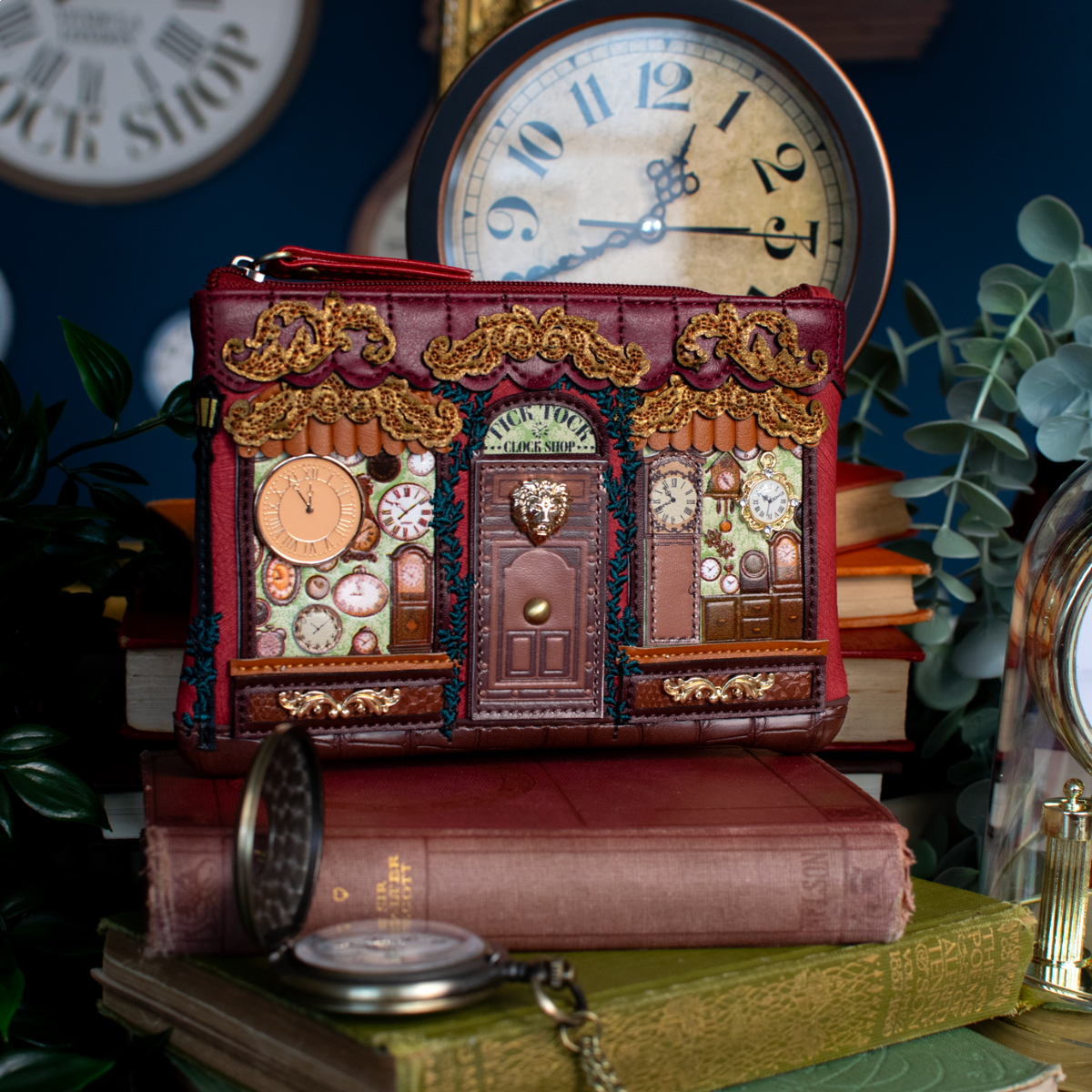 Vendula Tick Tock Clock Shop Zipper Key Coin Purse
