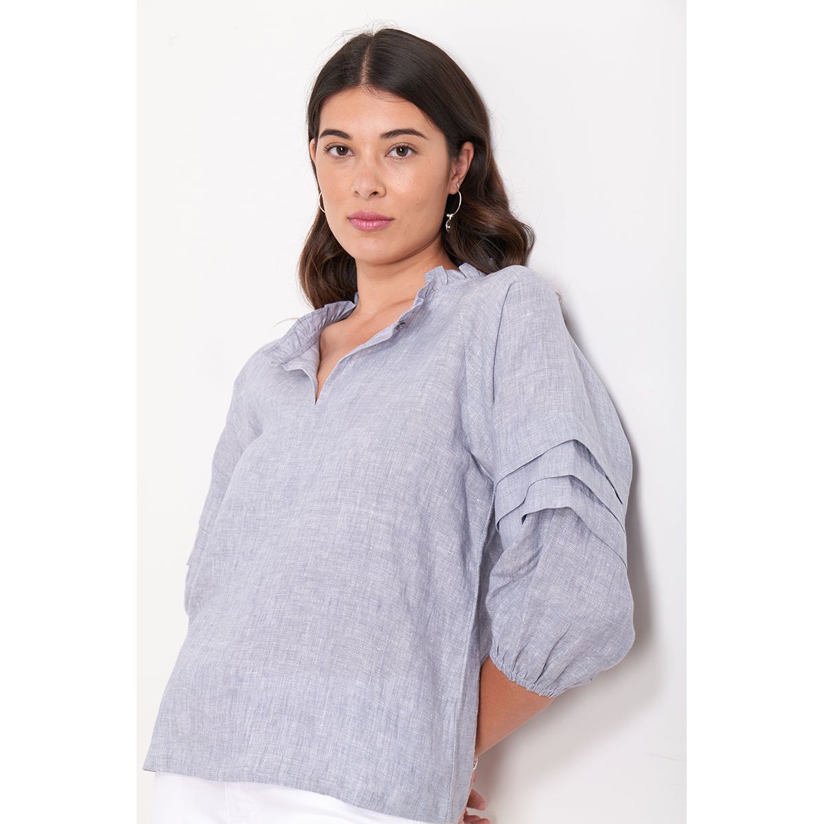 Foil In the Fold Top (Chambray, Minty, White Into the blue or Green)