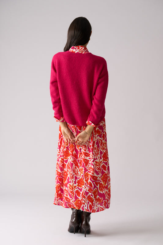 Foil Sweater Half Sweater Hot Pink