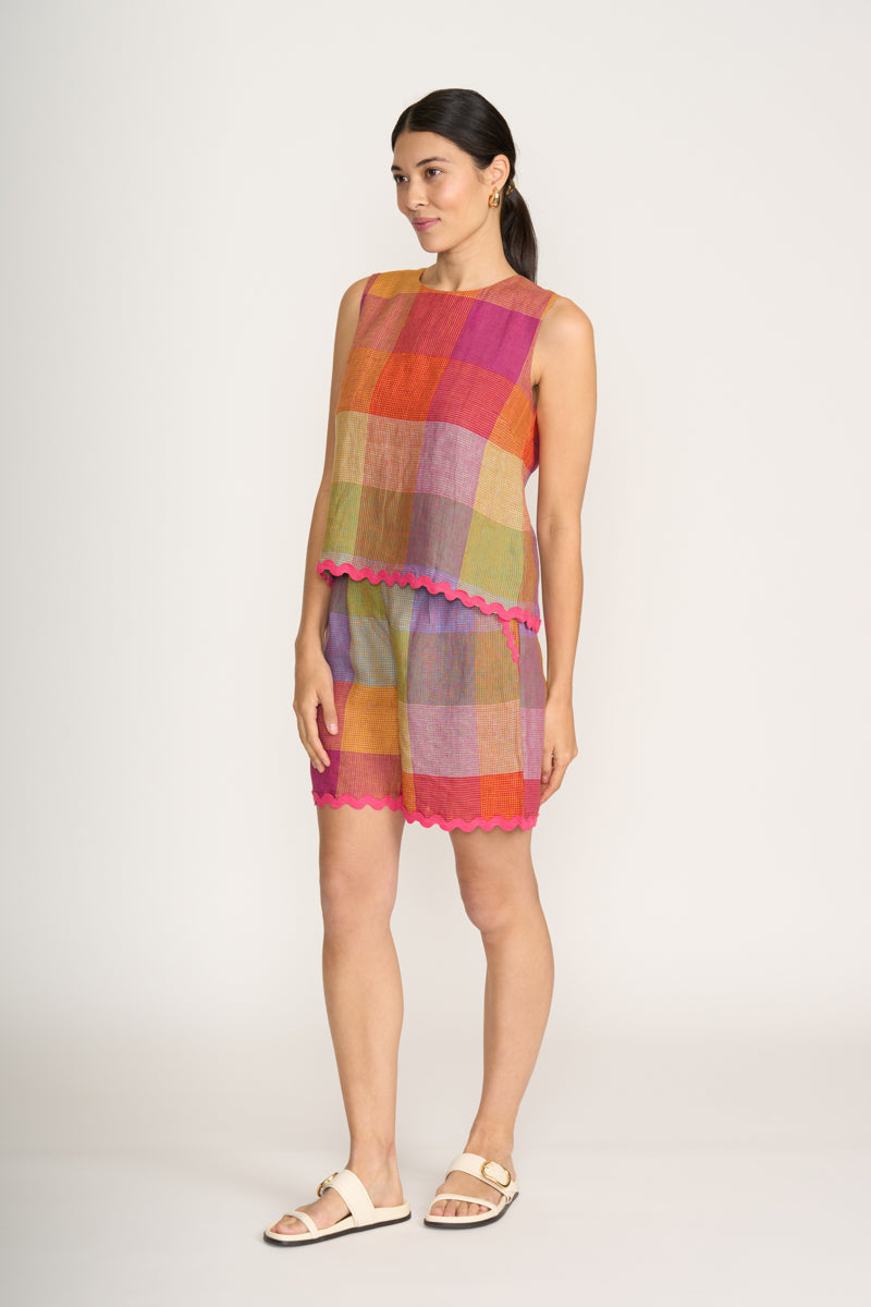 Foil Fiesta Check Moral Fibre Short