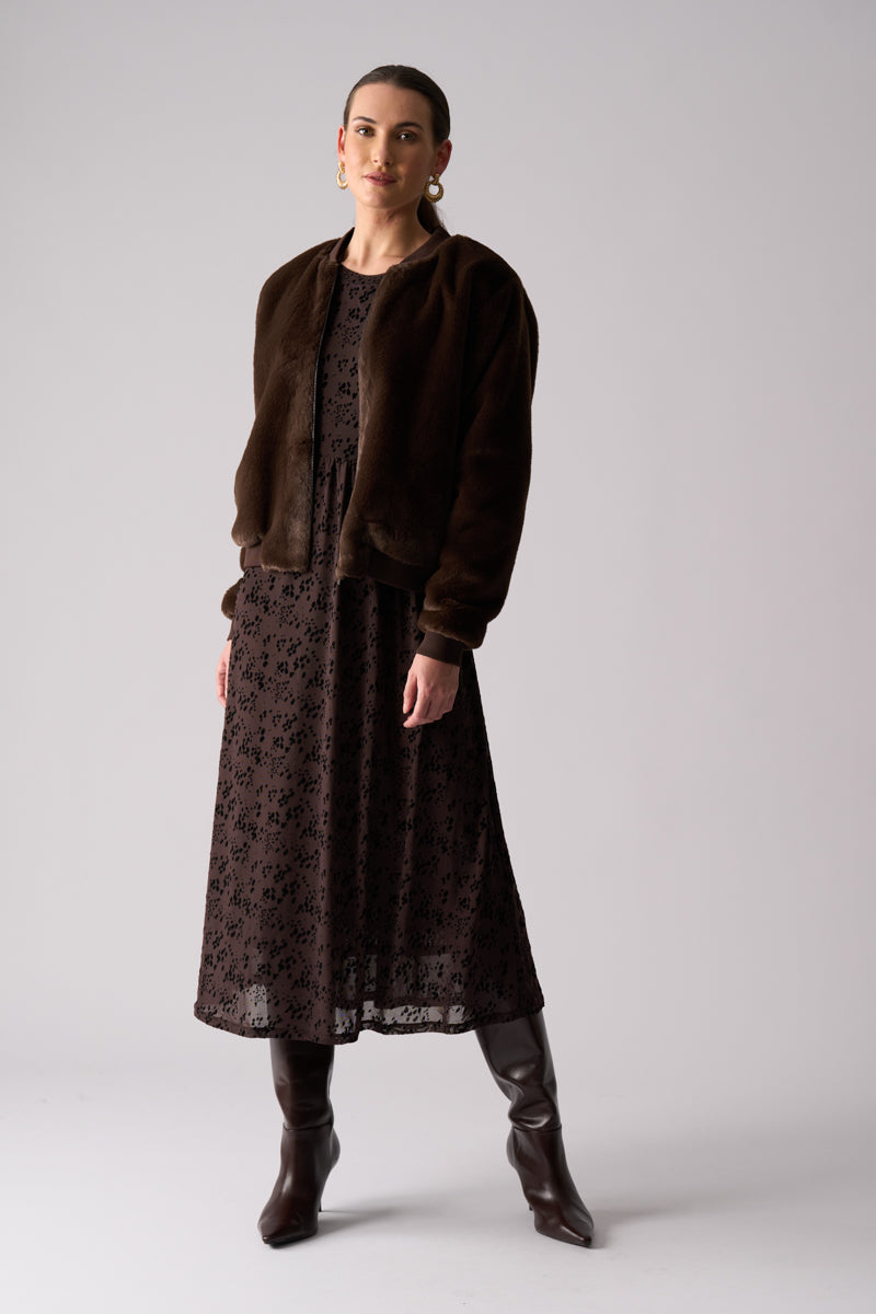 Foil Fur Sure Jacket Chocolate