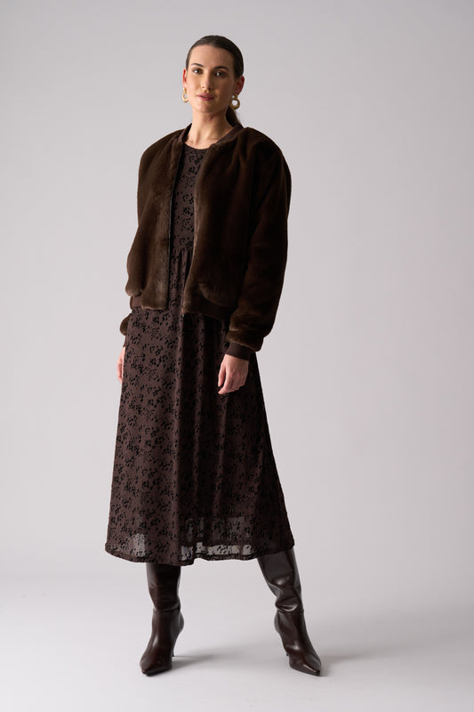 Foil Fur Sure Jacket Chocolate