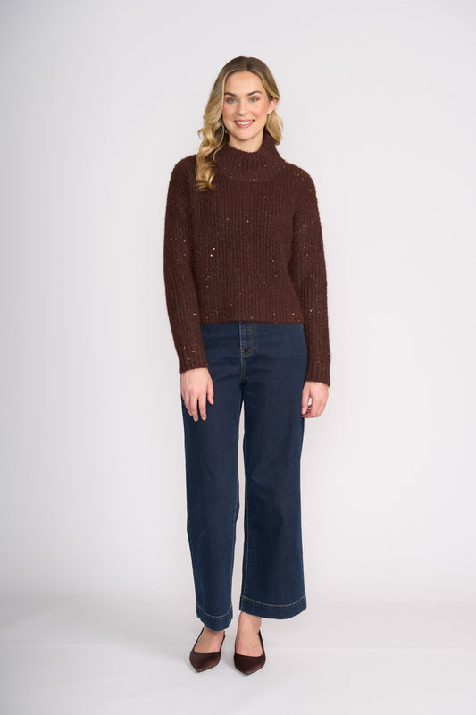 Foil Glow Getter Sweater Coffee/Oat