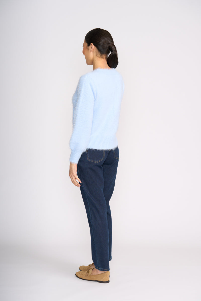 Foil Fluffin' Cute V Sweater Sky