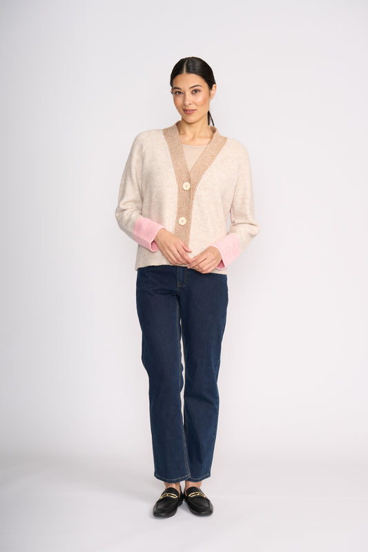 Foil Plush Love Cardi Pink Combo