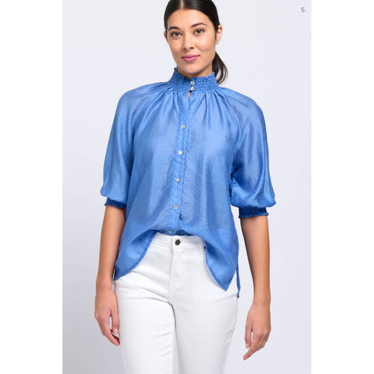 Foil Shirr Bliss Top Peri