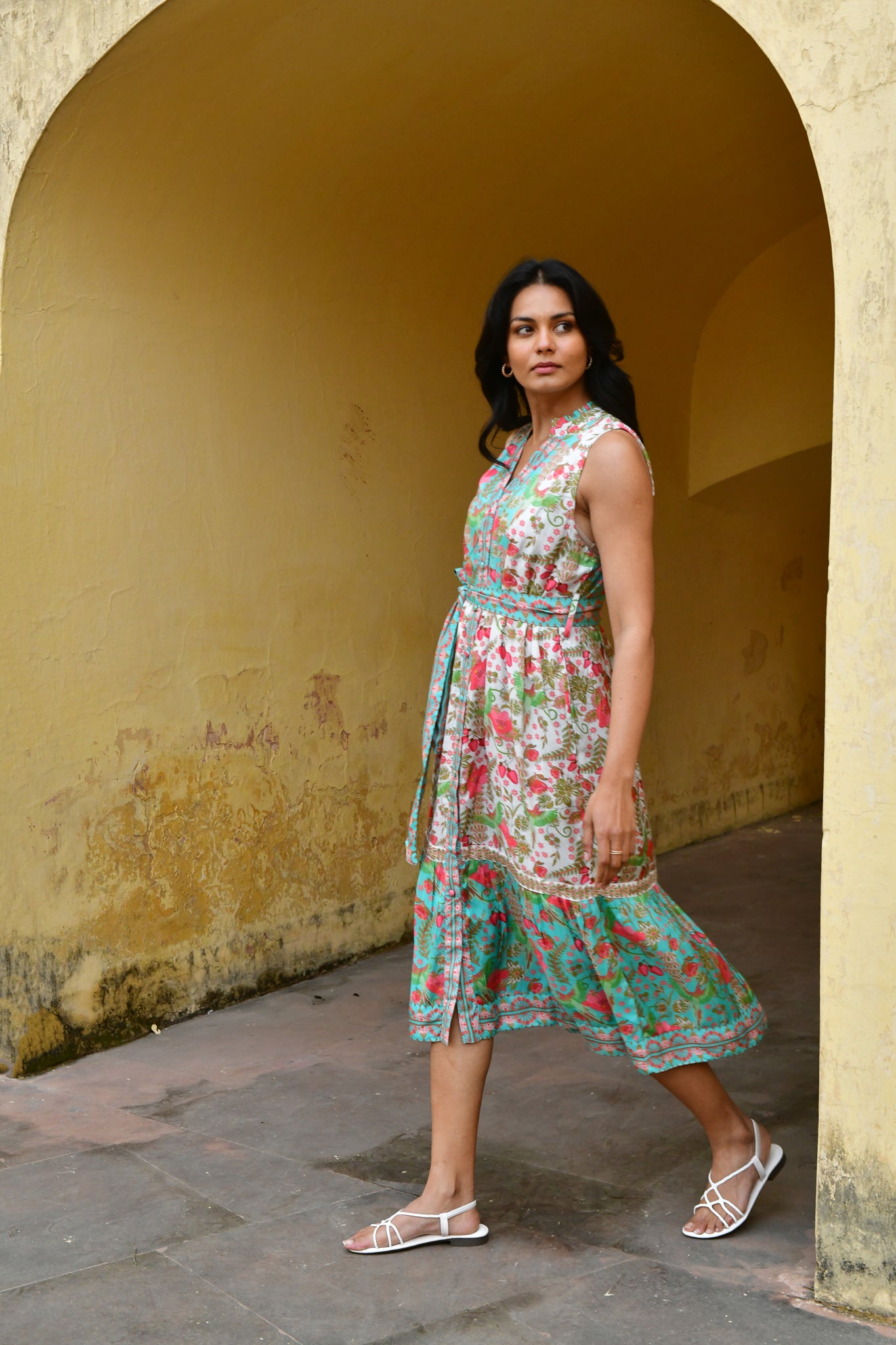 Azure and Indigo Hummingbird Sundress Green