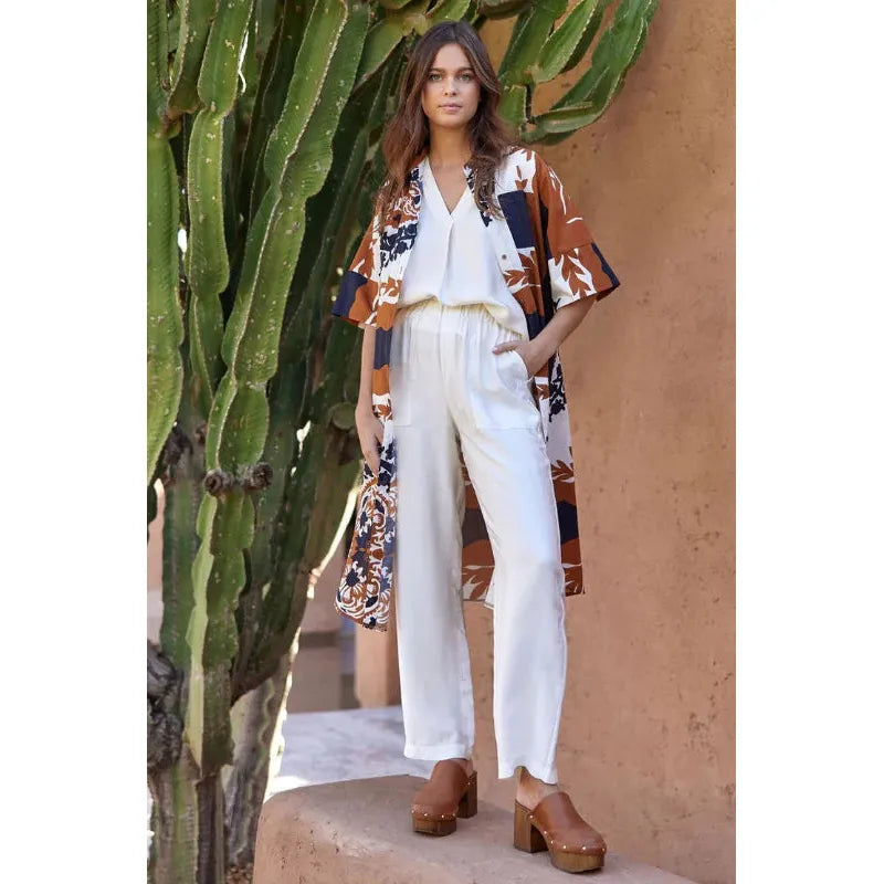 Lauren Vidal Romy Printed  Dress Cigar