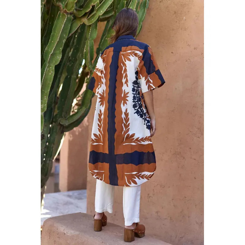 Lauren Vidal Romy Printed  Dress Cigar