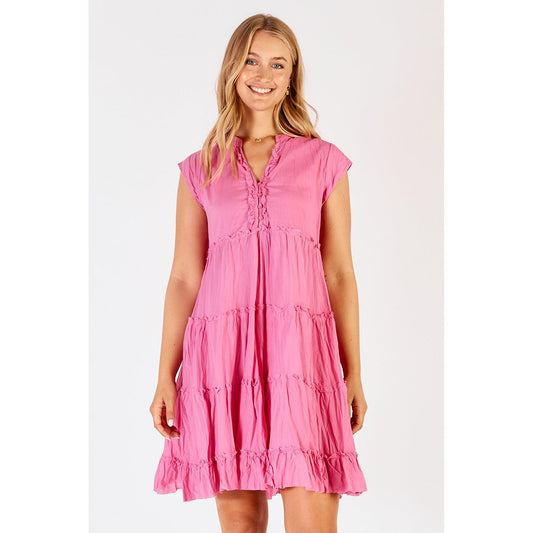 Lula Life Gwen Tiered Dress (candy, sea or rockmelon)