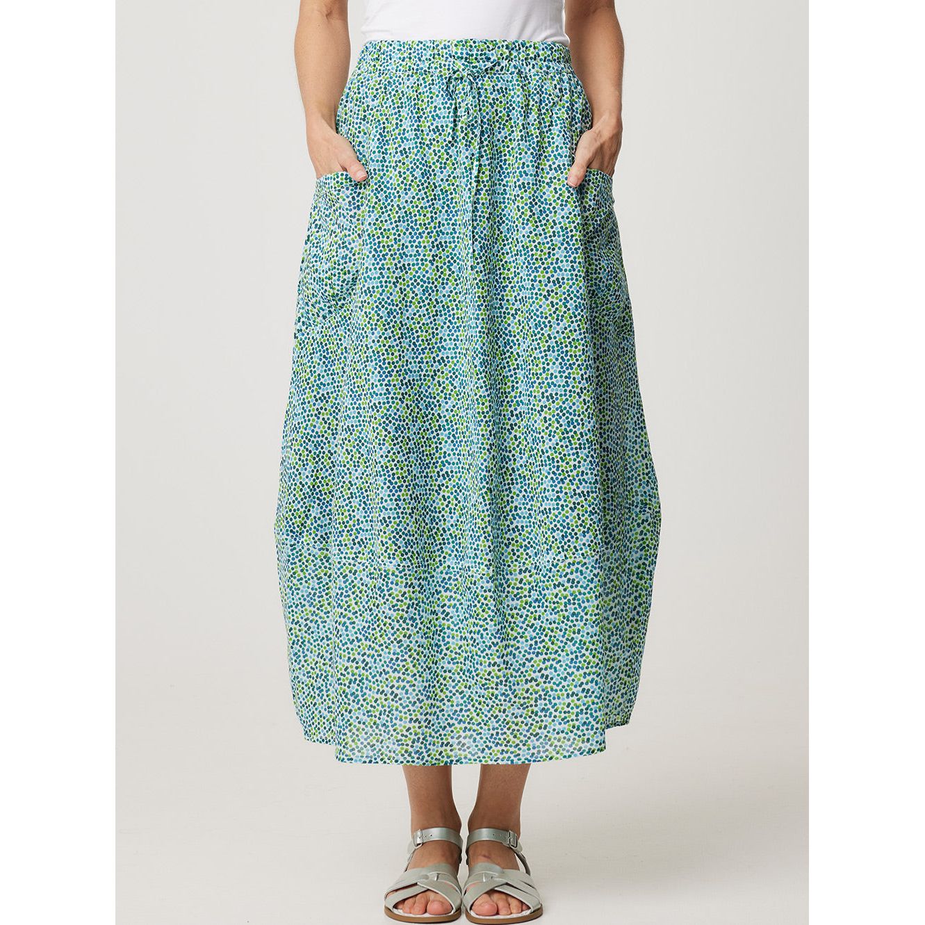 Cake Pocket Panel Skirt Green Spot