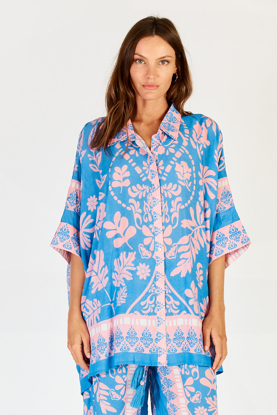 Lula Soul Carara kaftan Shirt Blue or Stone