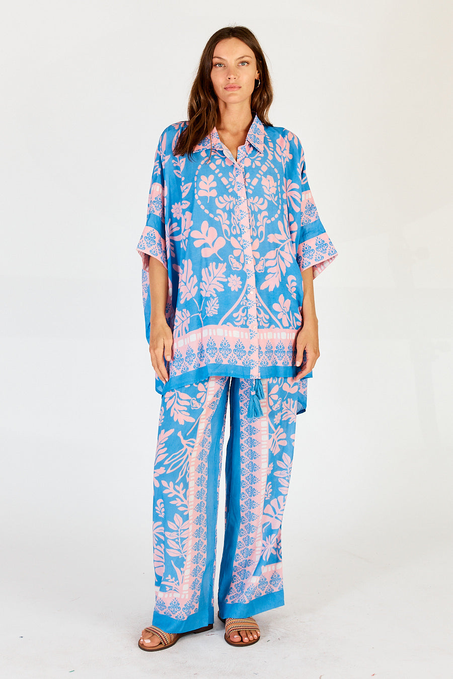 Lula Soul Carara kaftan Shirt Blue or Stone
