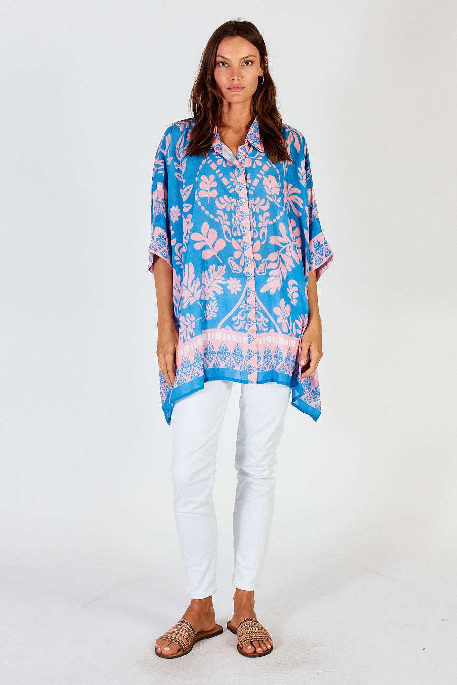 Lula Soul Carara kaftan Shirt Blue or Stone
