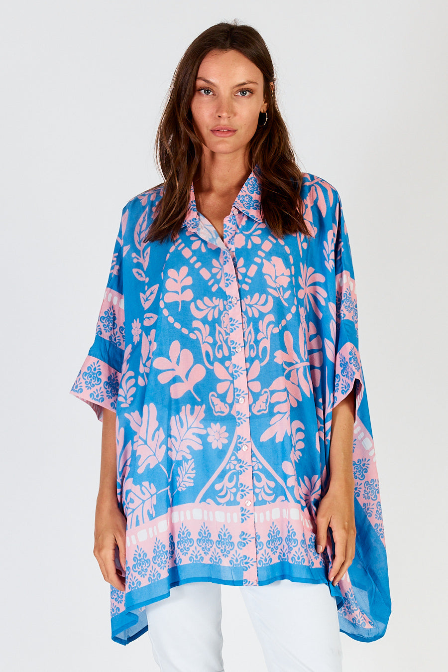 Lula Soul Carara kaftan Shirt Blue or Stone