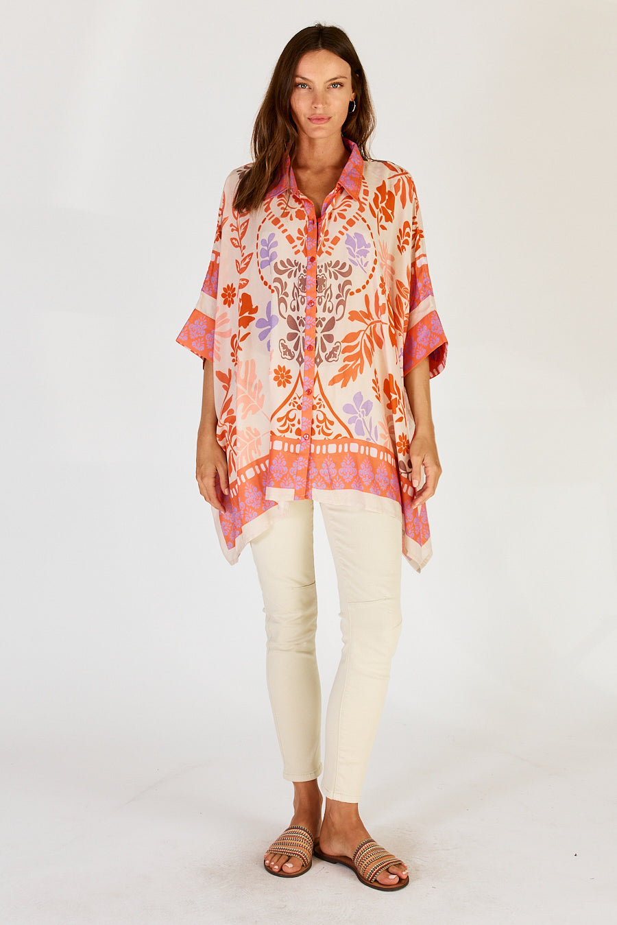 Lula Soul Carara kaftan Shirt Blue or Stone