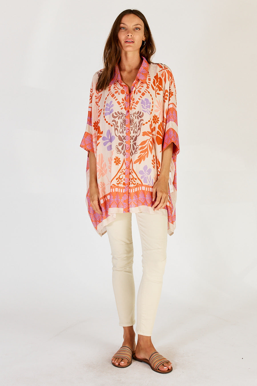 Lula Soul Carara kaftan Shirt Blue or Stone