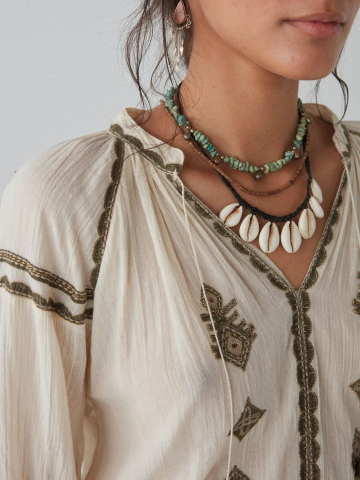 Maison Hotel Audrey Blouse (dipinto blu or Nuvola)