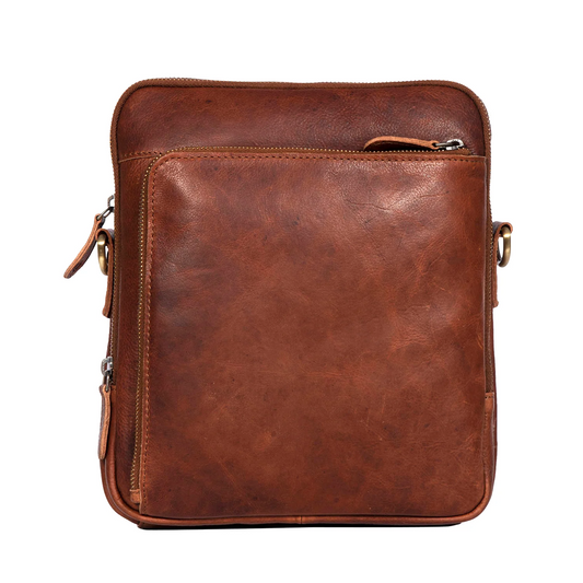 JEFFY - genuine leather round zip crossbody handbag