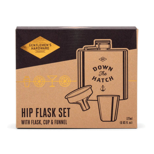 Down the hatch hip flask set