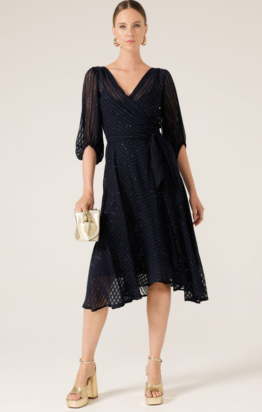 Sacha Drake Vivienne wrap dress navy sparkle ￼