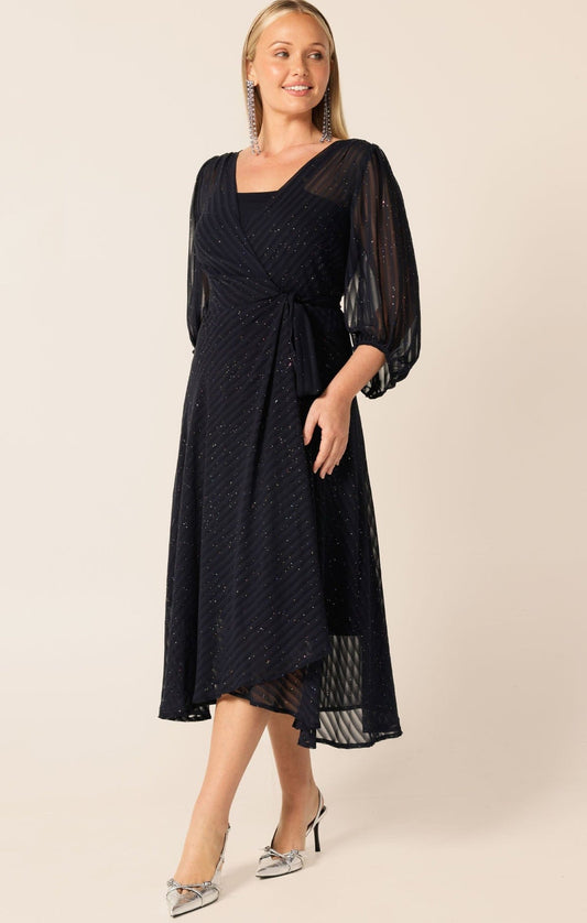 Sacha Drake Vivienne wrap dress navy sparkle ￼