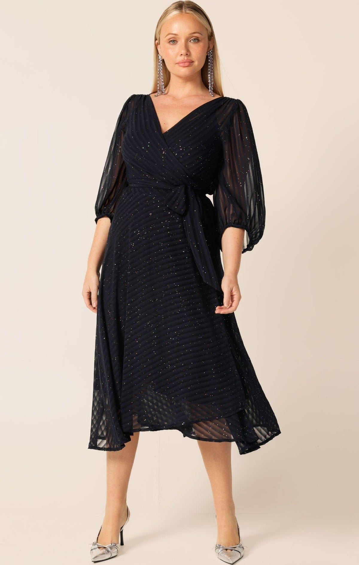 Sacha Drake Vivienne wrap dress navy sparkle ￼