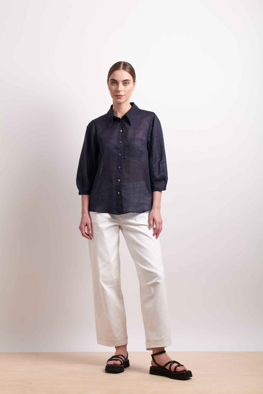 Neris Pin Tuck Shirt - Ink