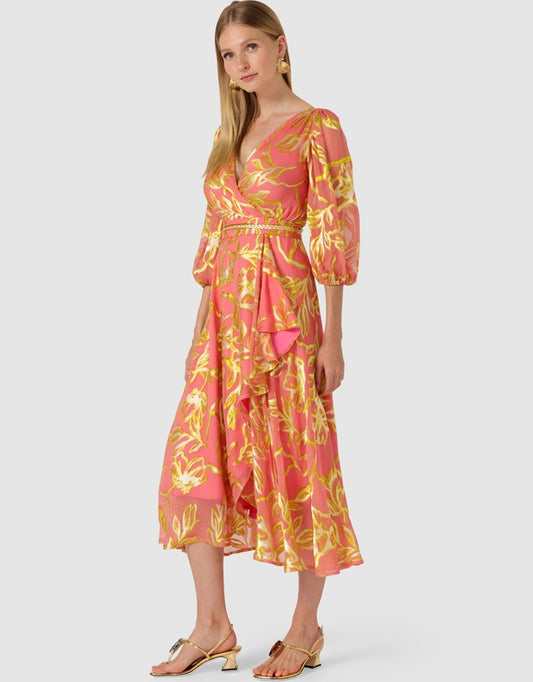 Sasha Drake Peach Faced Wrap Dress