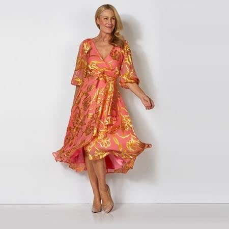 Sasha Drake Peach Faced Wrap Dress