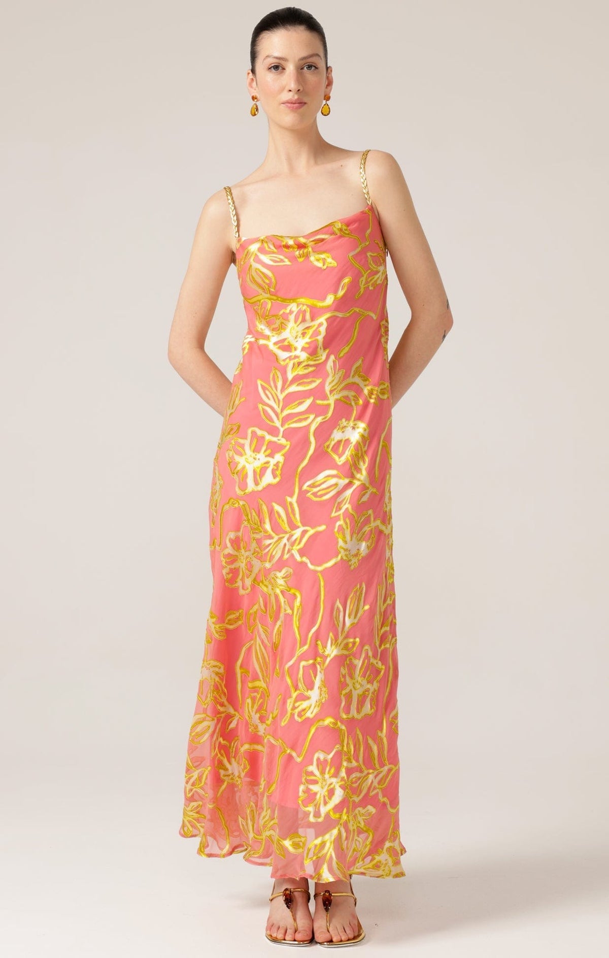 Sasha Drake Pheasant Dress (Peach Gold)