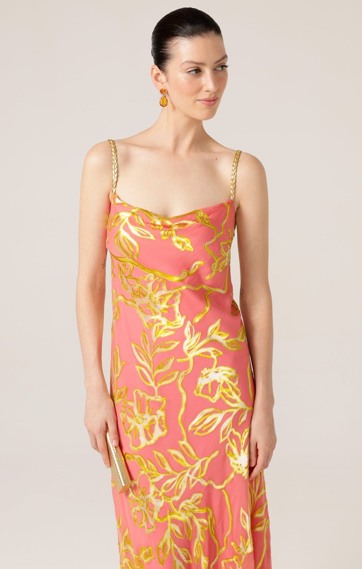 Sasha Drake Pheasant Dress (Peach Gold)